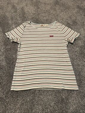 Levi's Cream Tee with Turqoise  Stripes